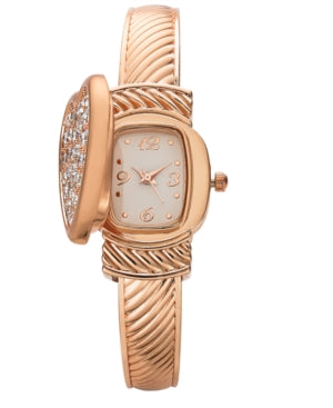 Charter Club Rose Gold Color Cuff Watch Flip Top Watch Pink