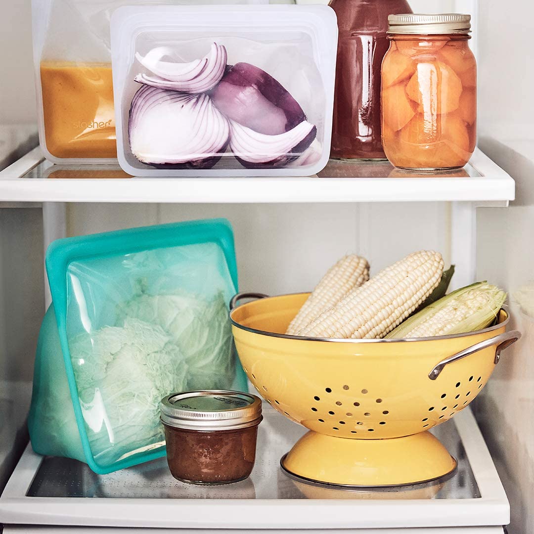 Stand-up Mid Silicon Food Storage Bag in Aqua