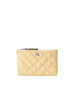 Ralph Lauren Quilted Plaid Leather Zip Card Case