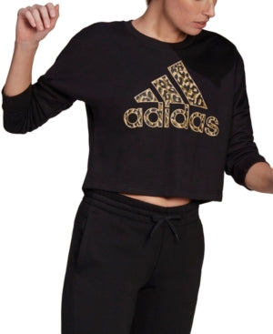 Adidas Womens Leopard Logo-Graphic Sweatshirt