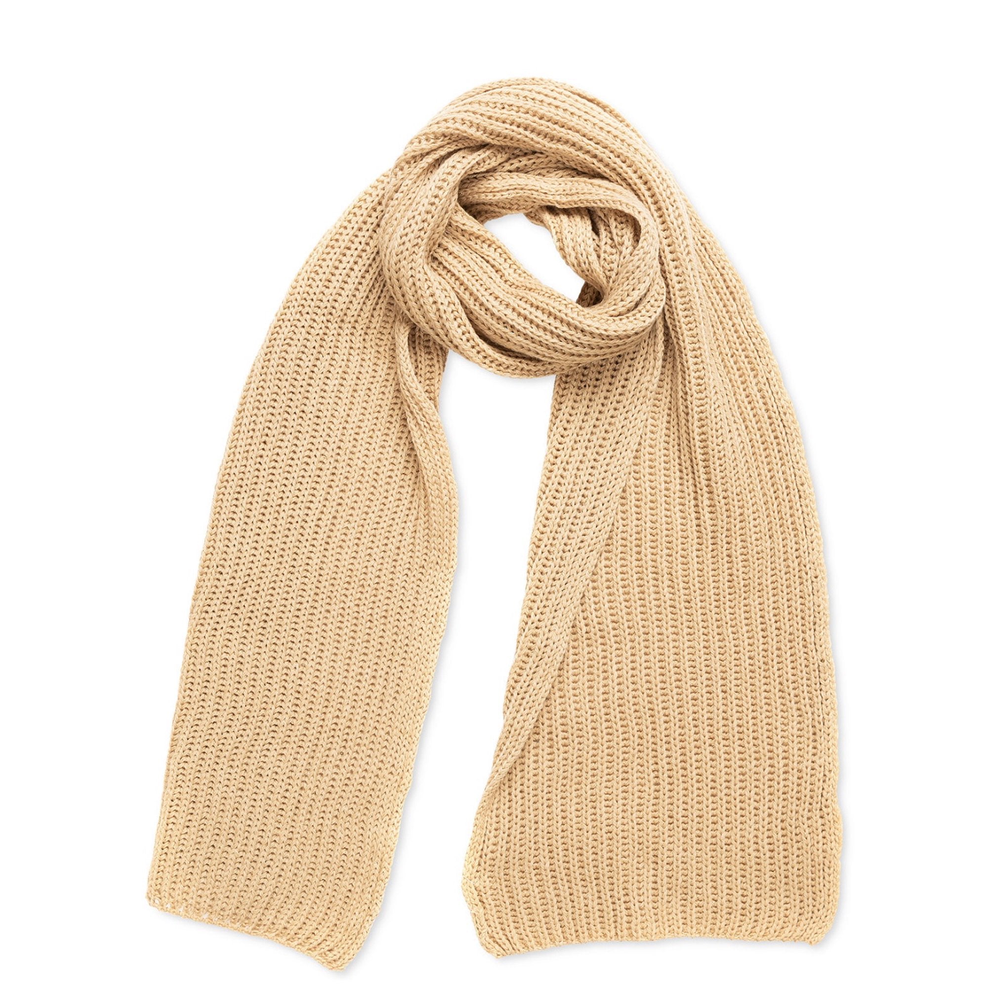 Women S Solid Ribbed Muffler Scarf Camel One Size