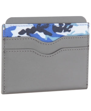 BESPOKE Men Gray Color Block Leather Card Holder