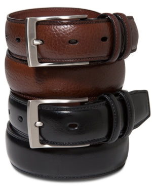 Perry Ellis Portfolio Men's Big and Tall Leather Belt - 52 black