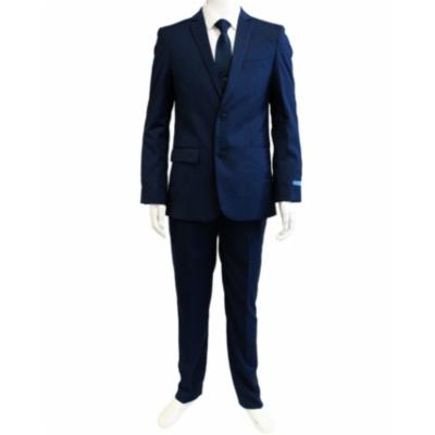 Perry Ellis Big Boy's 5-Piece Shirt, Tie, Jacket, Vest and Pants Solid Suit Set - Navy