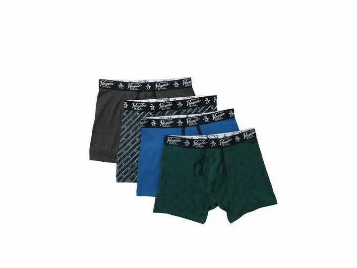 Penguin Intimates 4 Pack Black Boxer Brief Underwear L