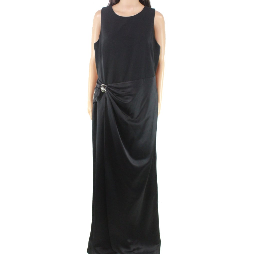 RALPH LAUREN Womens Black Sleeveless Full-Length Sheath Evening Dress Size: 4