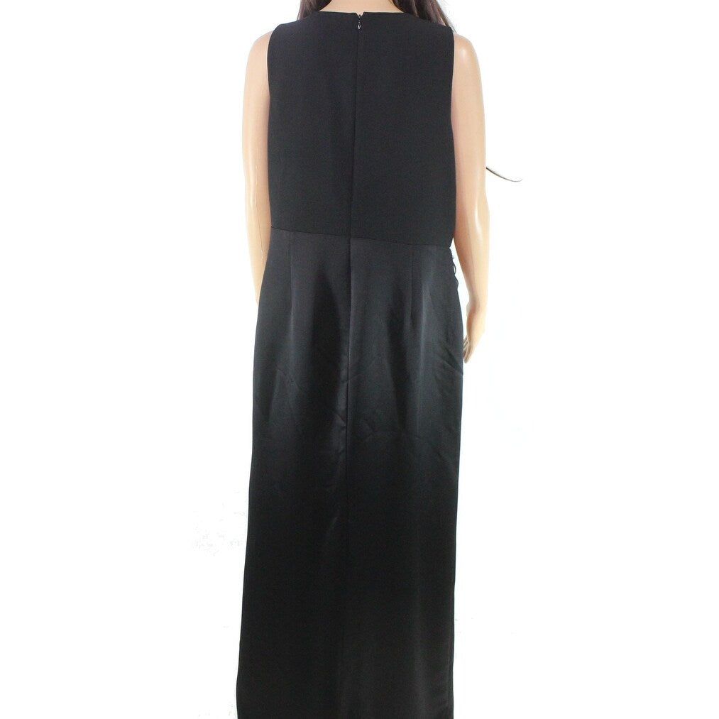 RALPH LAUREN Womens Black Sleeveless Full-Length Sheath Evening Dress Size: 4