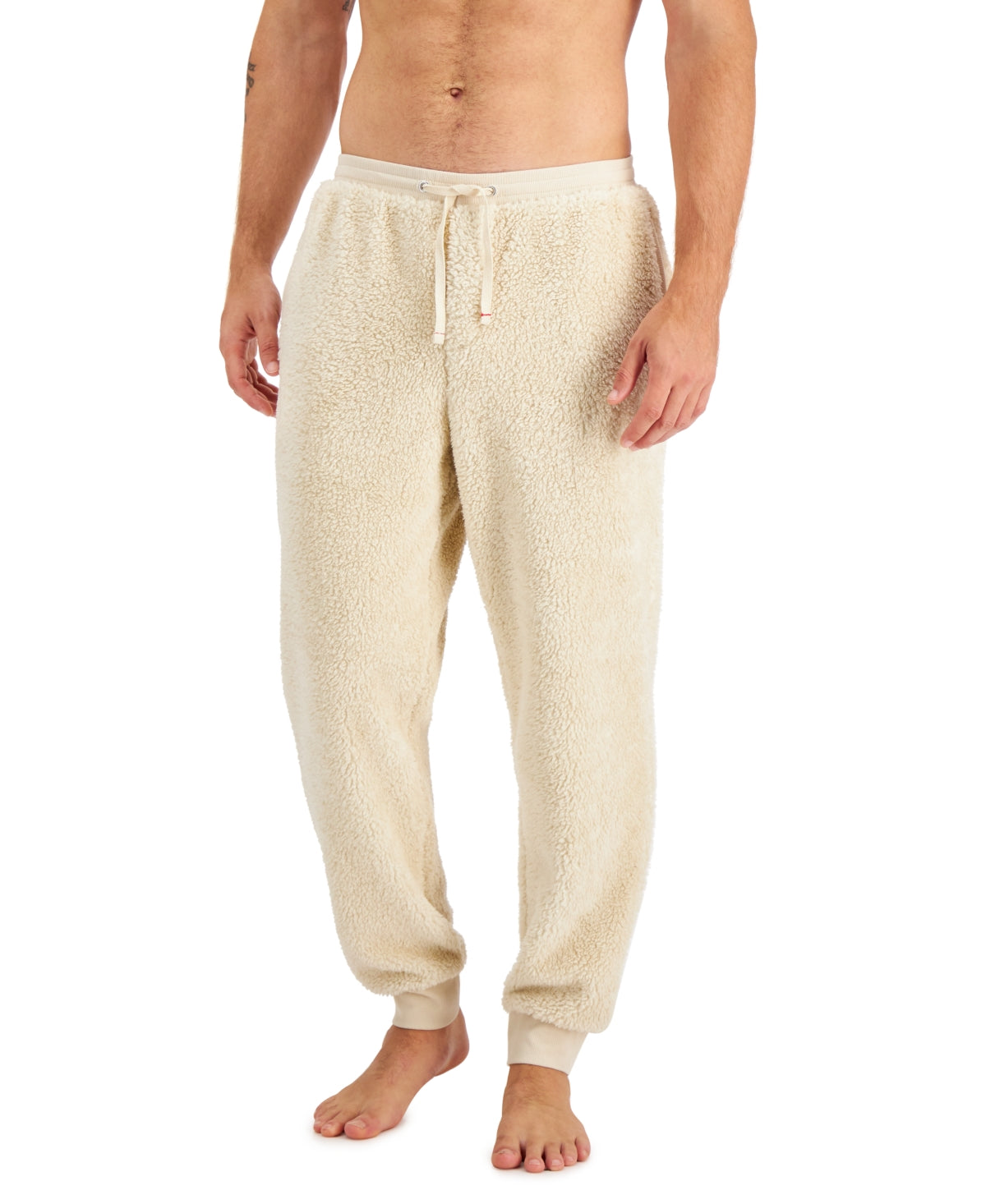 Club Room Mens Fuzzy Fleece Pajama Lounge Pants Ivory