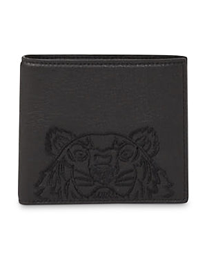 KENZO Men Black Tiger-Motif Leather Wallet