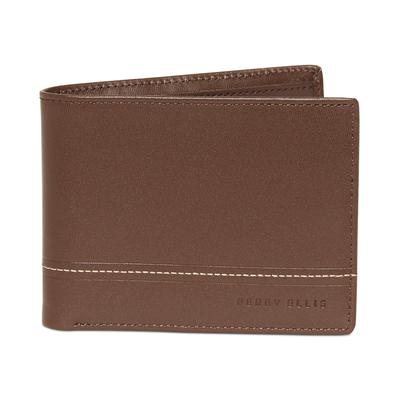 Perry Ellis Portfolio Men Brown Leath Bifold Wallet