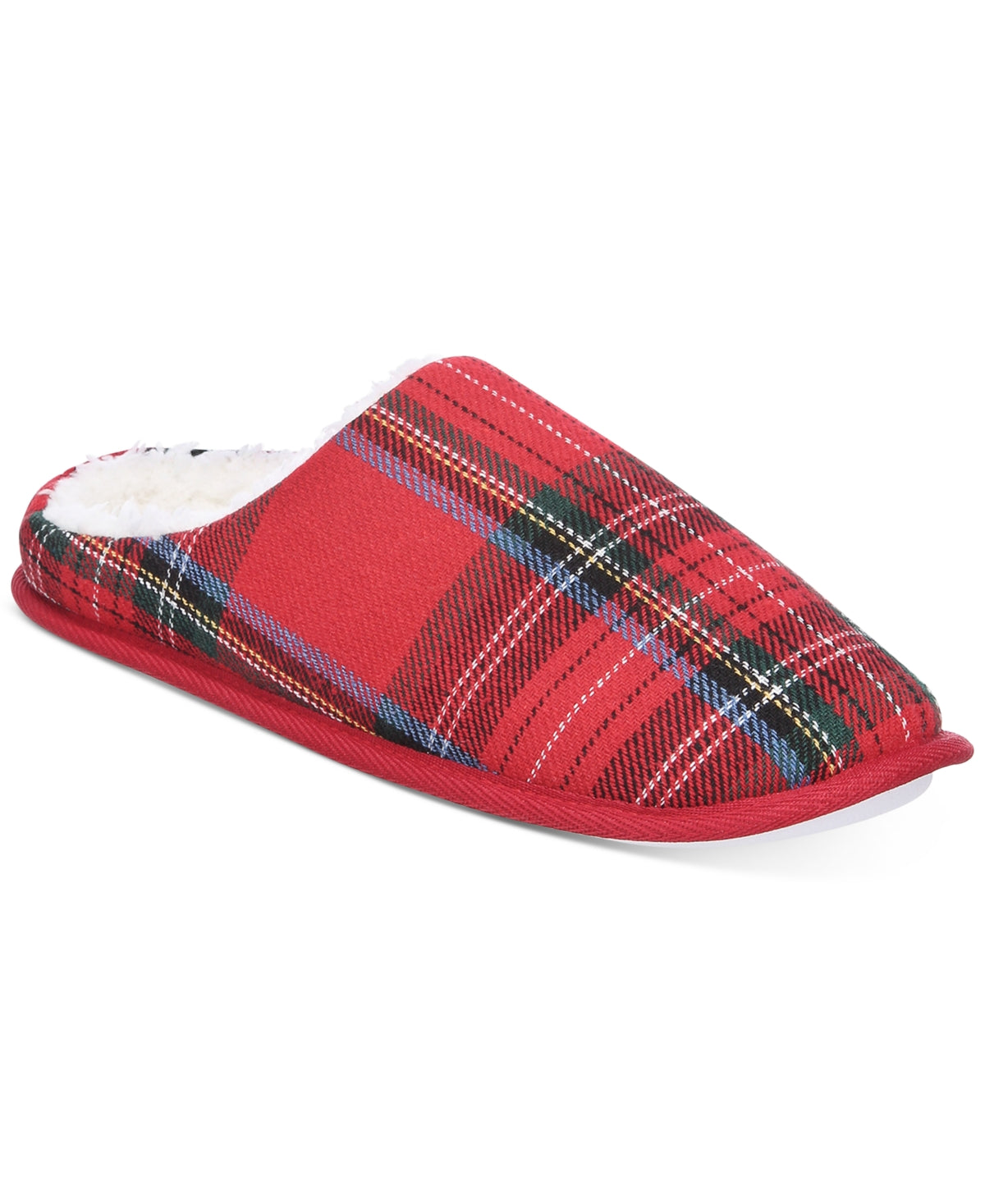 Mens Flannel Plaid Slide Slippers