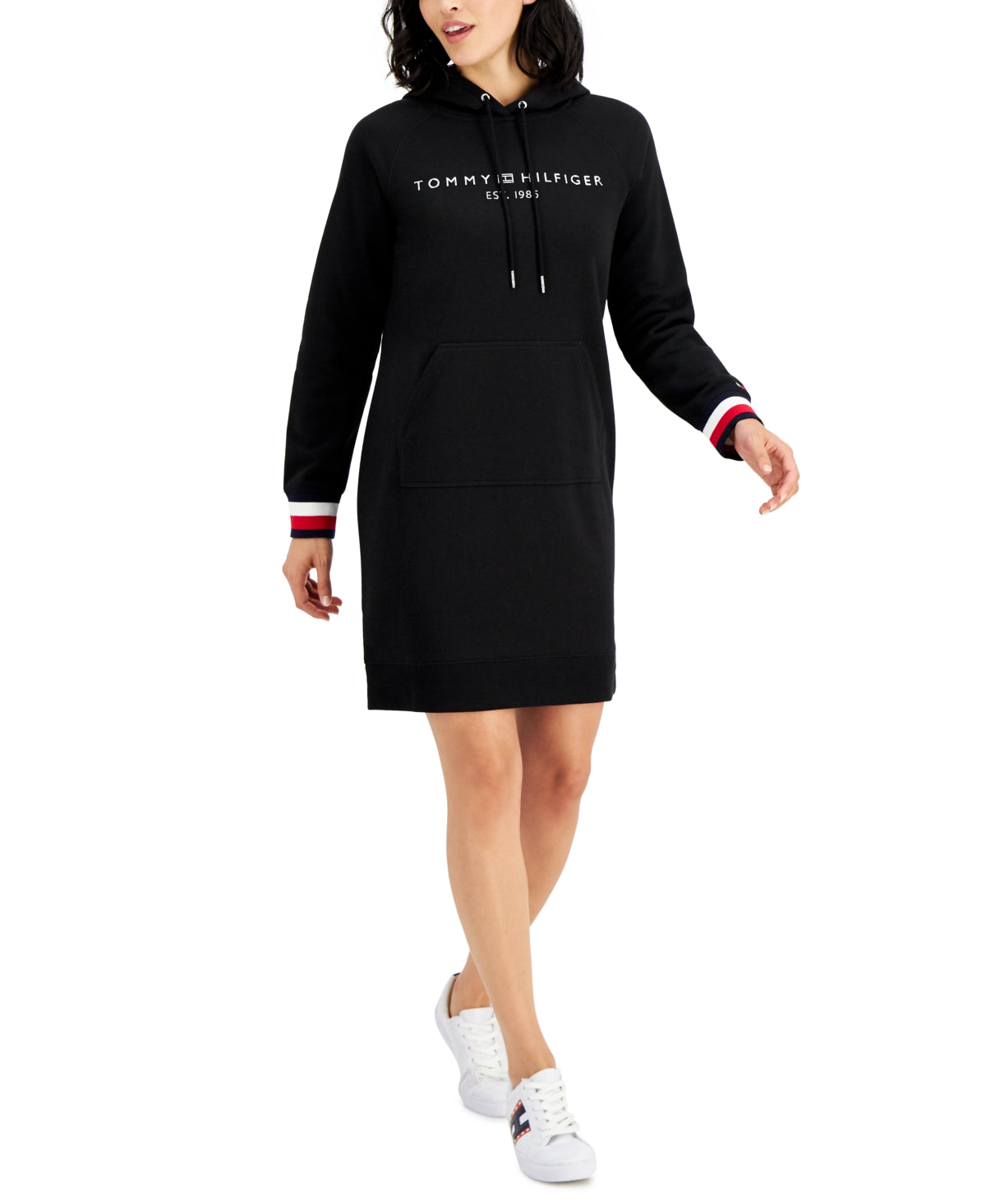 Tommy Hilfiger Women's Essential Logo Hoodie Dress Black - XXL